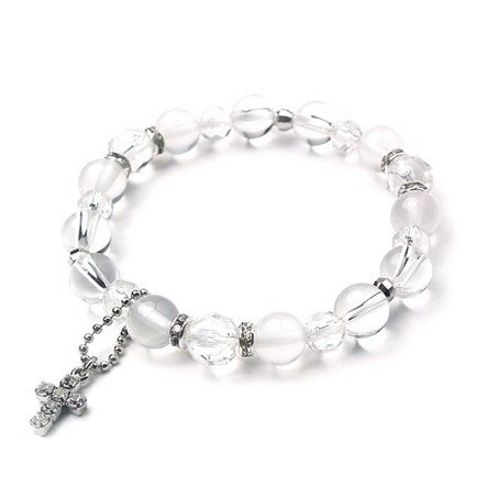 ミルキークォーツ 水晶 天然石 ブレスレット （シルバー）